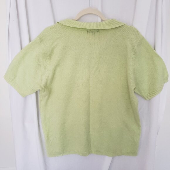 Carolyn Taylor Woman Light Green Collar V Neck Short Sleeve Shirt Blouse Size 2X - Picture 10 of 10